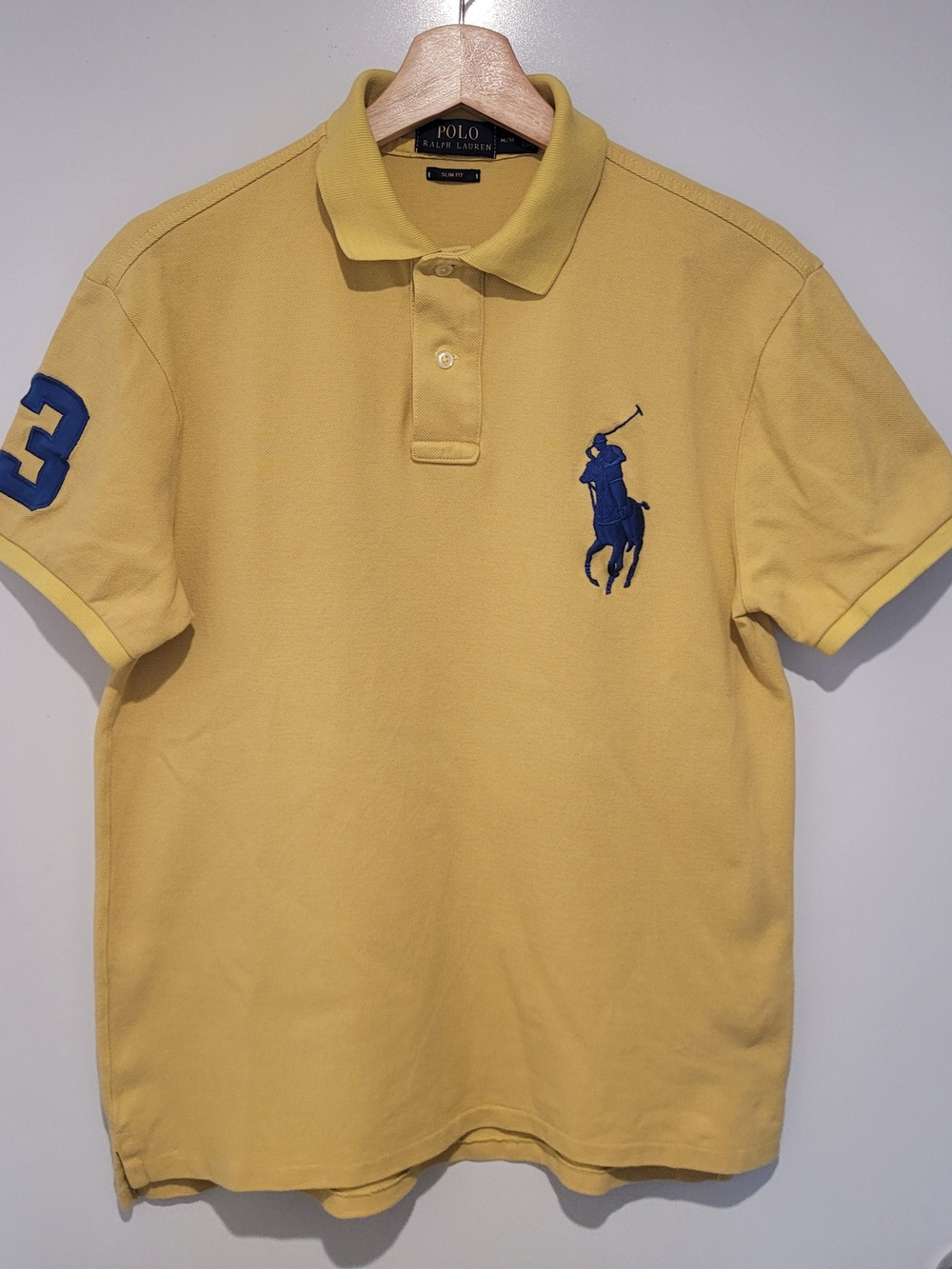 Polo by Ralph Lauren Yellow Classic Pique Polo Shirt Size Medium "Slim Fit"